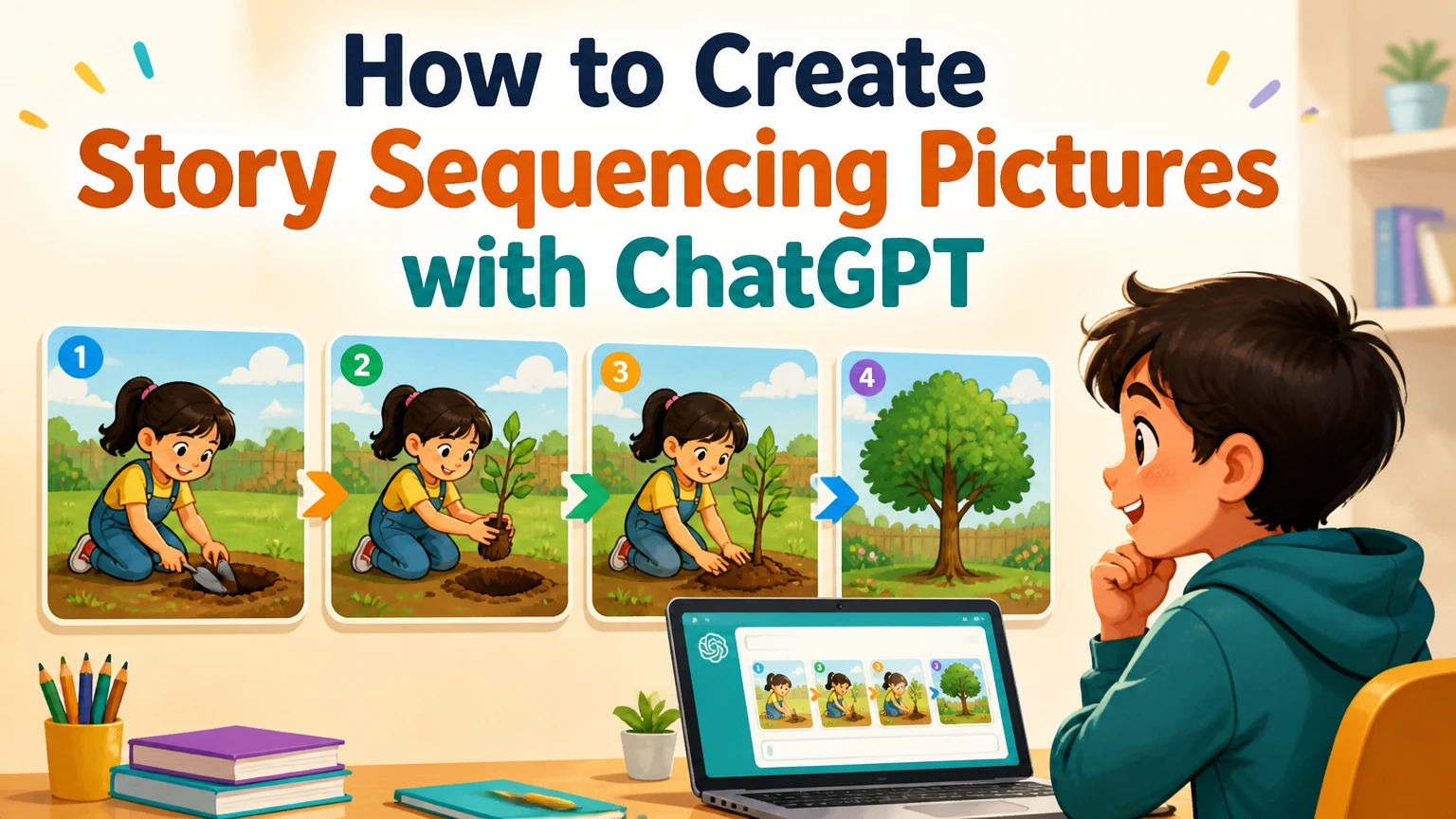 how to create story sequencing pictures with chatgpt