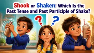 shook or shaken which is the past tense and past participle of shake 2