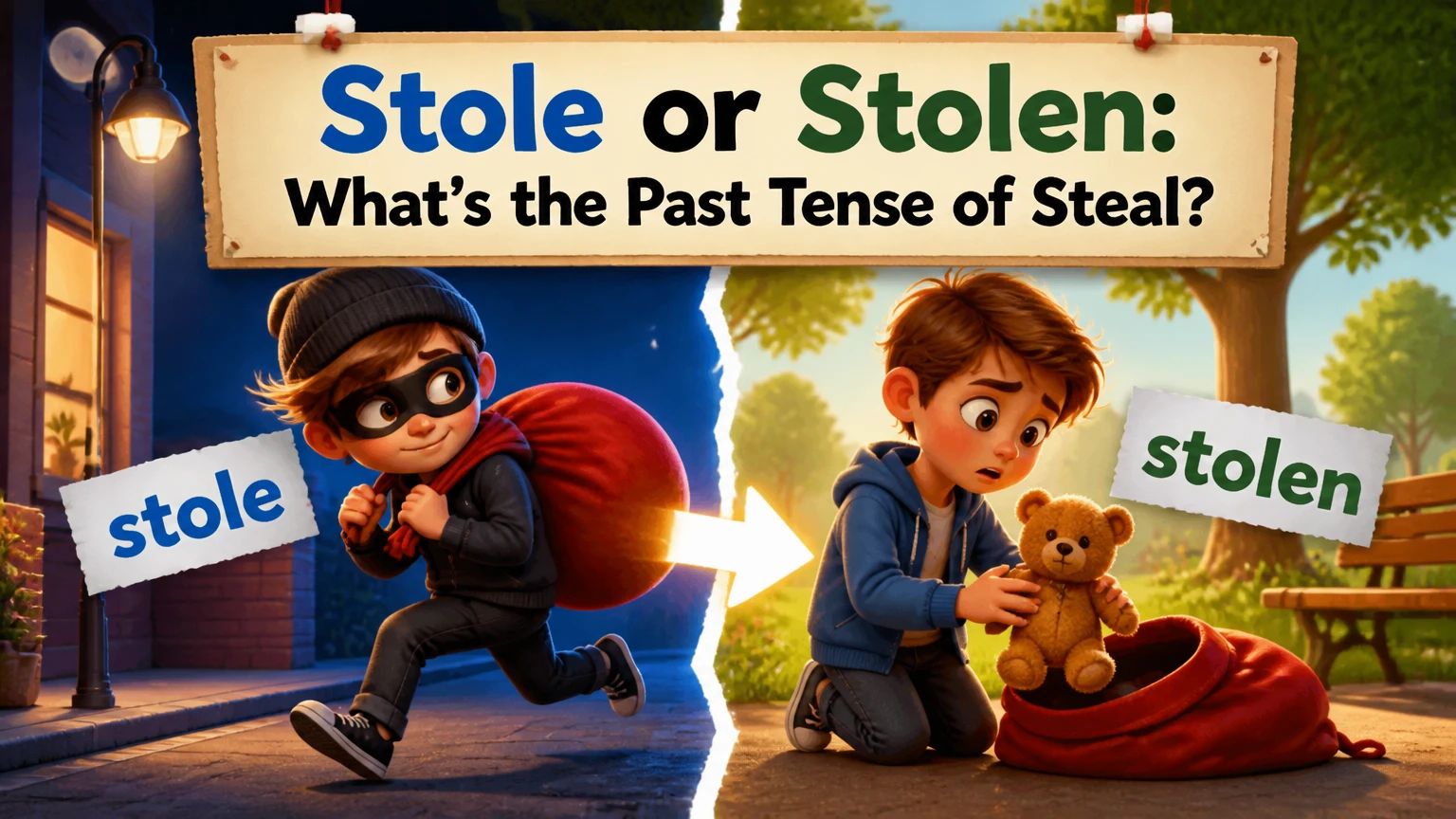 stole or stolen whats the past tense of steal 2