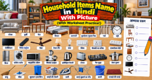 Household Items Name in Hindi With Picture (With Worksheet Practice!)
